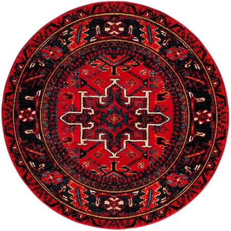 Safavieh 3 x 3 ft. Vintage Hamadan Power Loomed Round Area Rug; Red & Multi Color VTH211A-3R